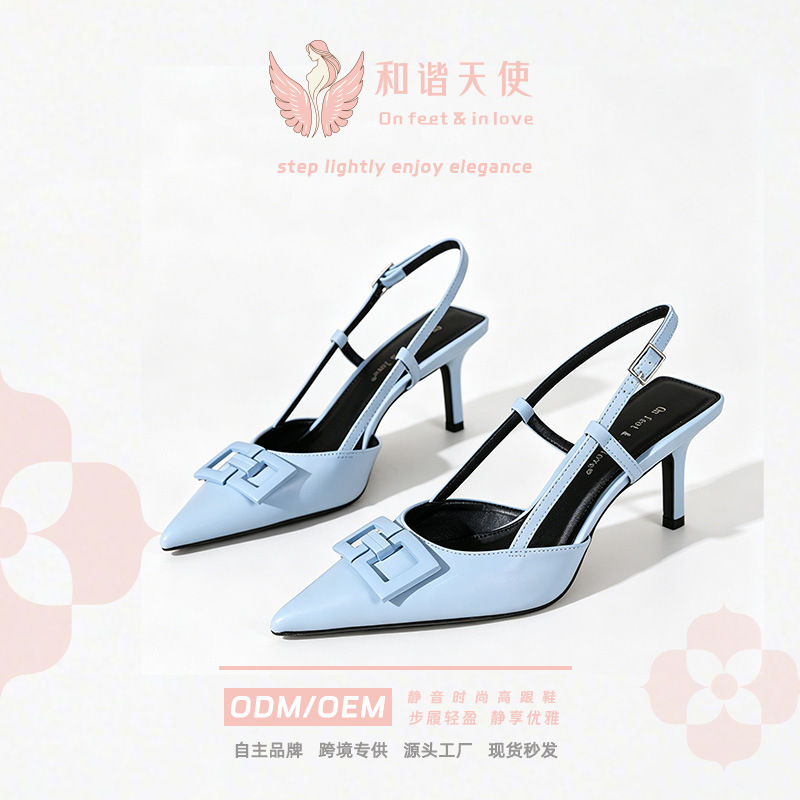 2025 Spring New Simple Thin Heel High Heel Shallow Pointed Toe Slimming Women's Sandals Fashion Casual Trendy Shoes 2025 Spring New Simple Thin Heel High Heel Shallow Pointed Toe Slimming Women's Sandals Fashion Casual Trendy Shoes