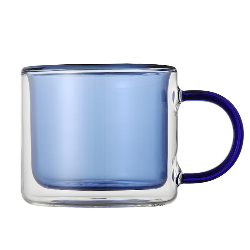 Taza de café creativa de vidrio de color de doble capa taza de té de vidrio de borosilicato taza de agua doméstica