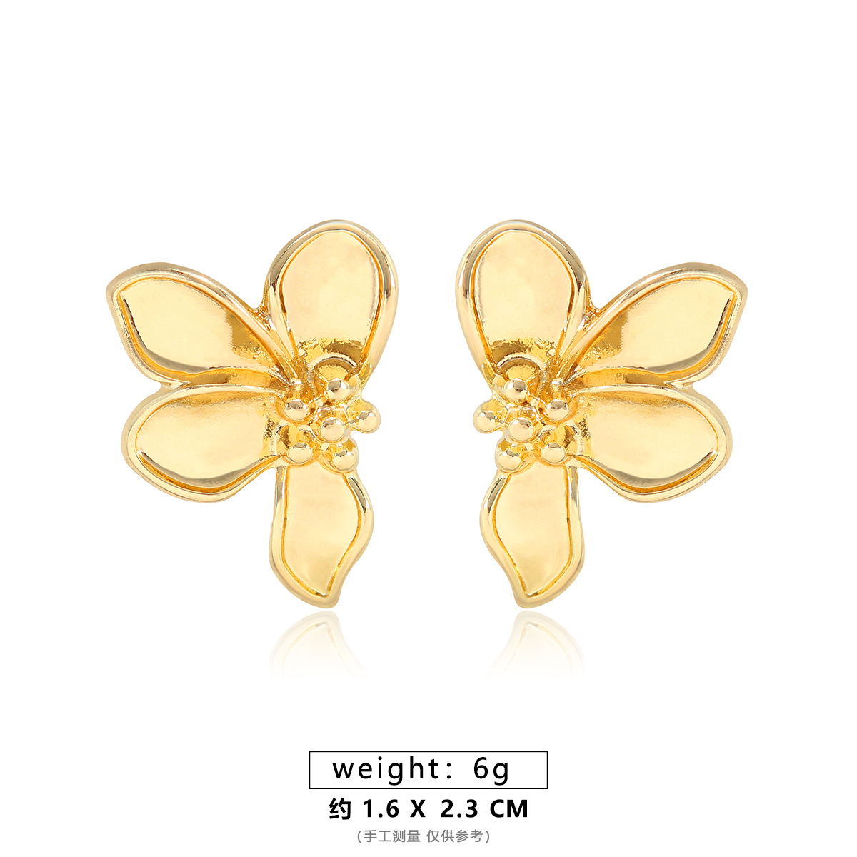 ALEH069-A Golden gardenia petal earrings