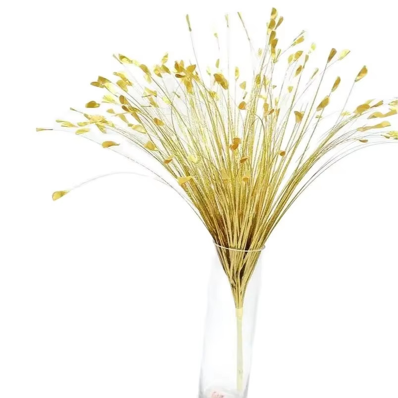 Fábrica directa flor artificial brillante Pavo Real hierba arreglo de flores accesorios lámina cebolla hierba decoración de la boda