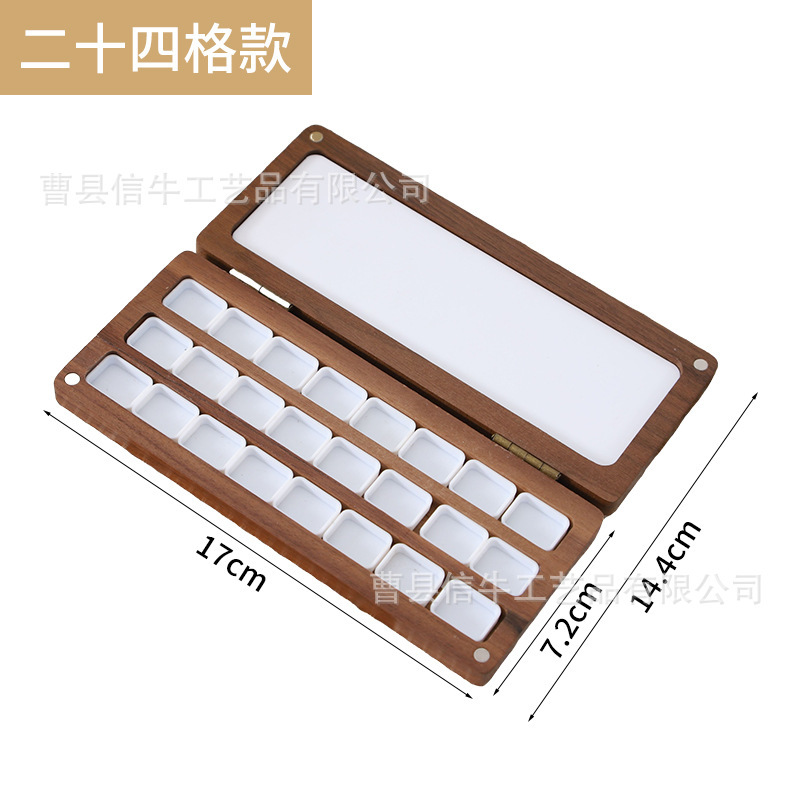 ミニ水彩絵の具ボックス新しい無垢材木箱パレットポータブルノートブックスケッチ絵の具ボックス|undefined