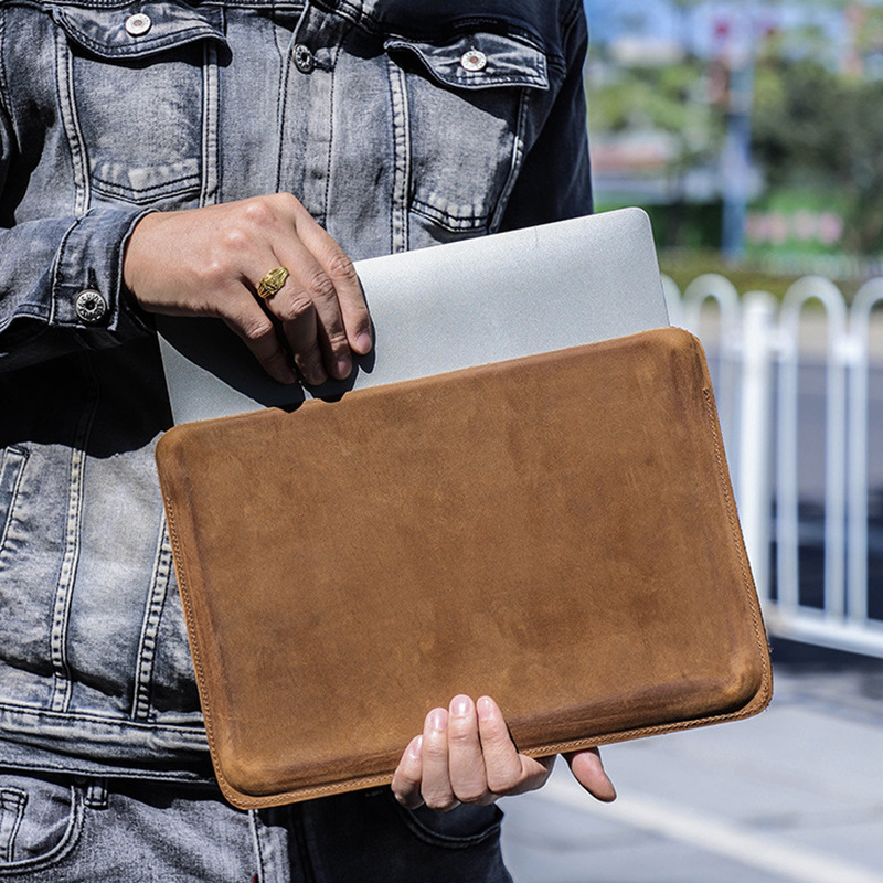 For Macbook Pro 14.2 "Genuine Leather Case Retro Crazy Horse Leather Laptop Inner Bag