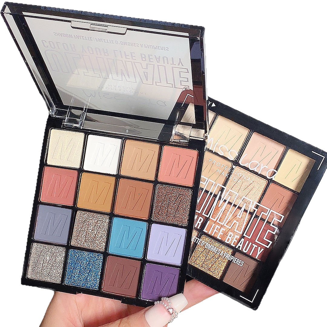 Paleta de sombras de ojos Misslara de 16 colores, acabado mate perlado, resistente al agua, no se desvanece fácilmente, maquillaje vibrante de verano de estilo europeo y americano. image 6