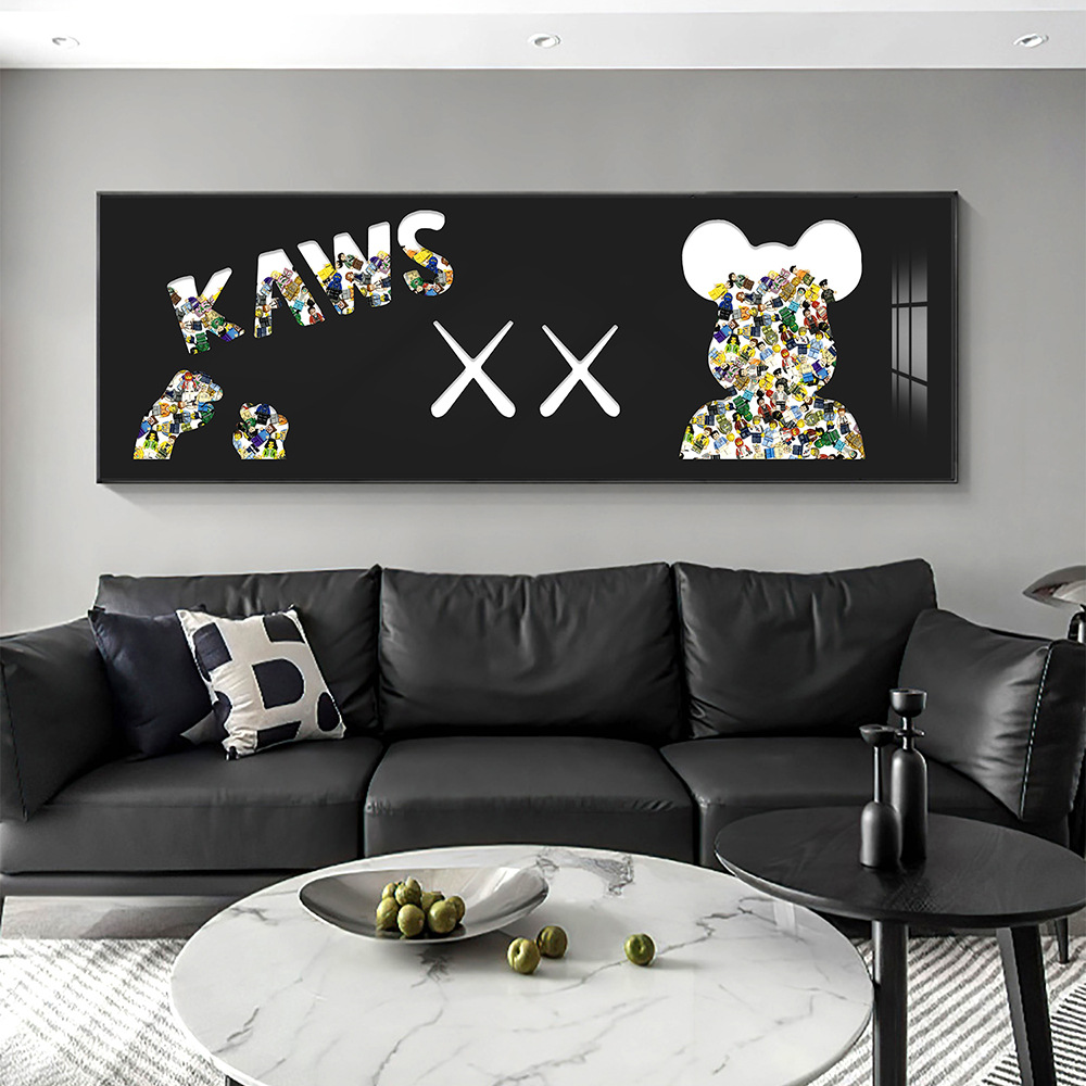 Lego building block pintura cabecera pintura decorativa marca de moda Kaws habitación de los niños dormitorio colgante pintura oso violento mural