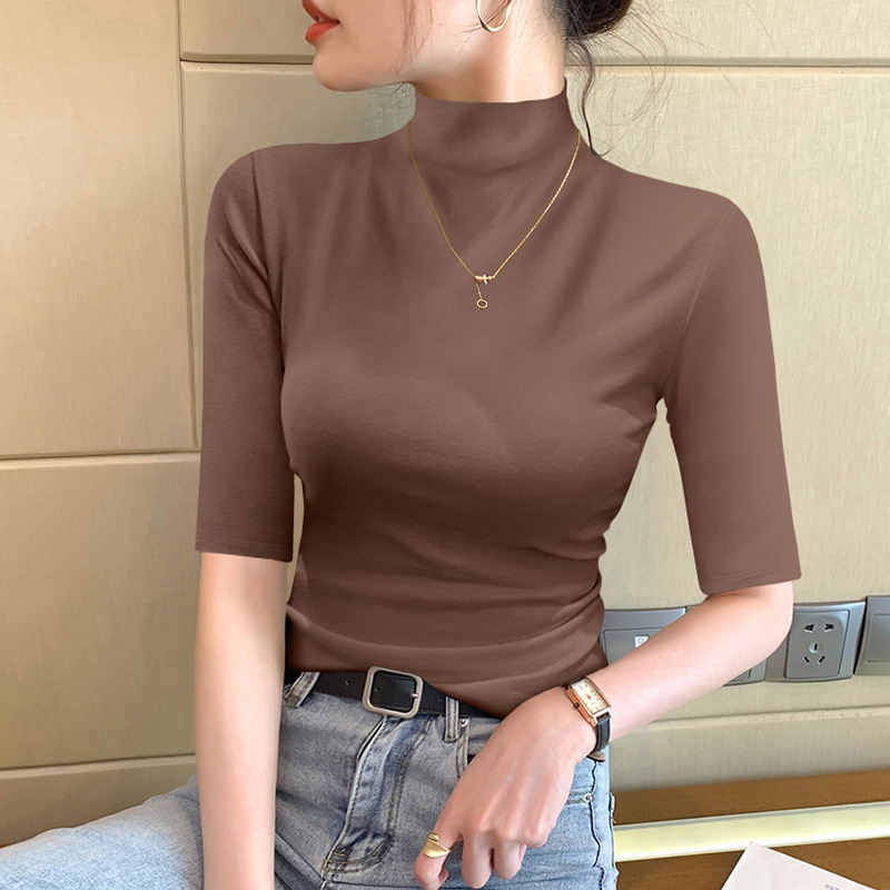 커피 하프 터틀넥 7부소매