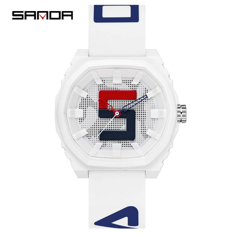 Sanda Men's and Women's 3206 Watch, Fashionable and Trendy Student Sports Silicone Quartz Cool and Unique Student Wristwatch