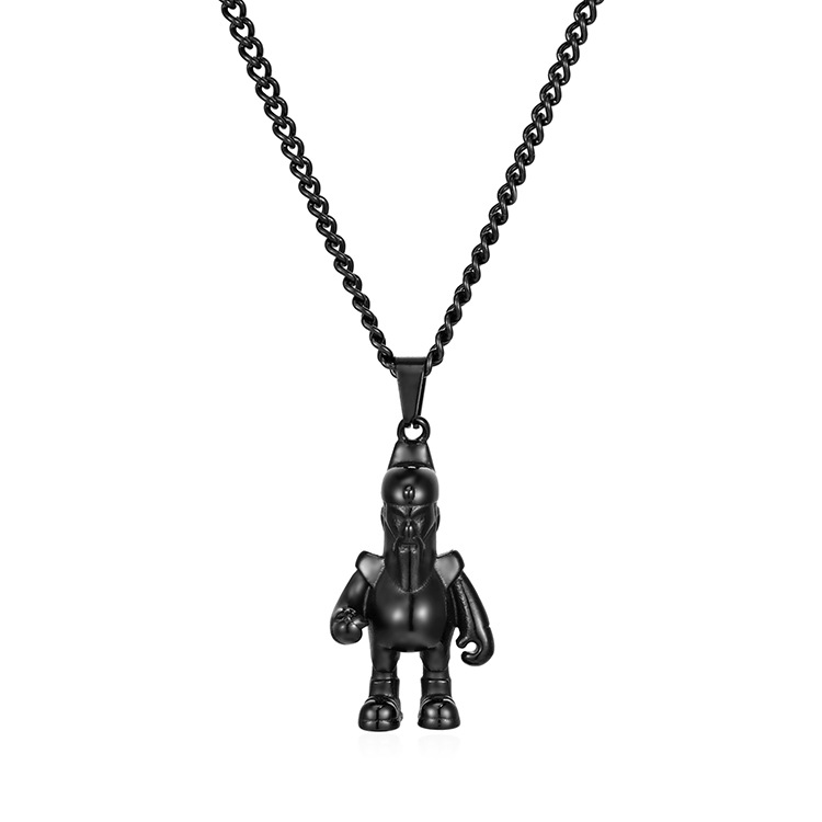 Estilo nacional de moda Wucai Shen Guan Gong colgante collar de acero inoxidable personalidad collar de titanio de oro 18K