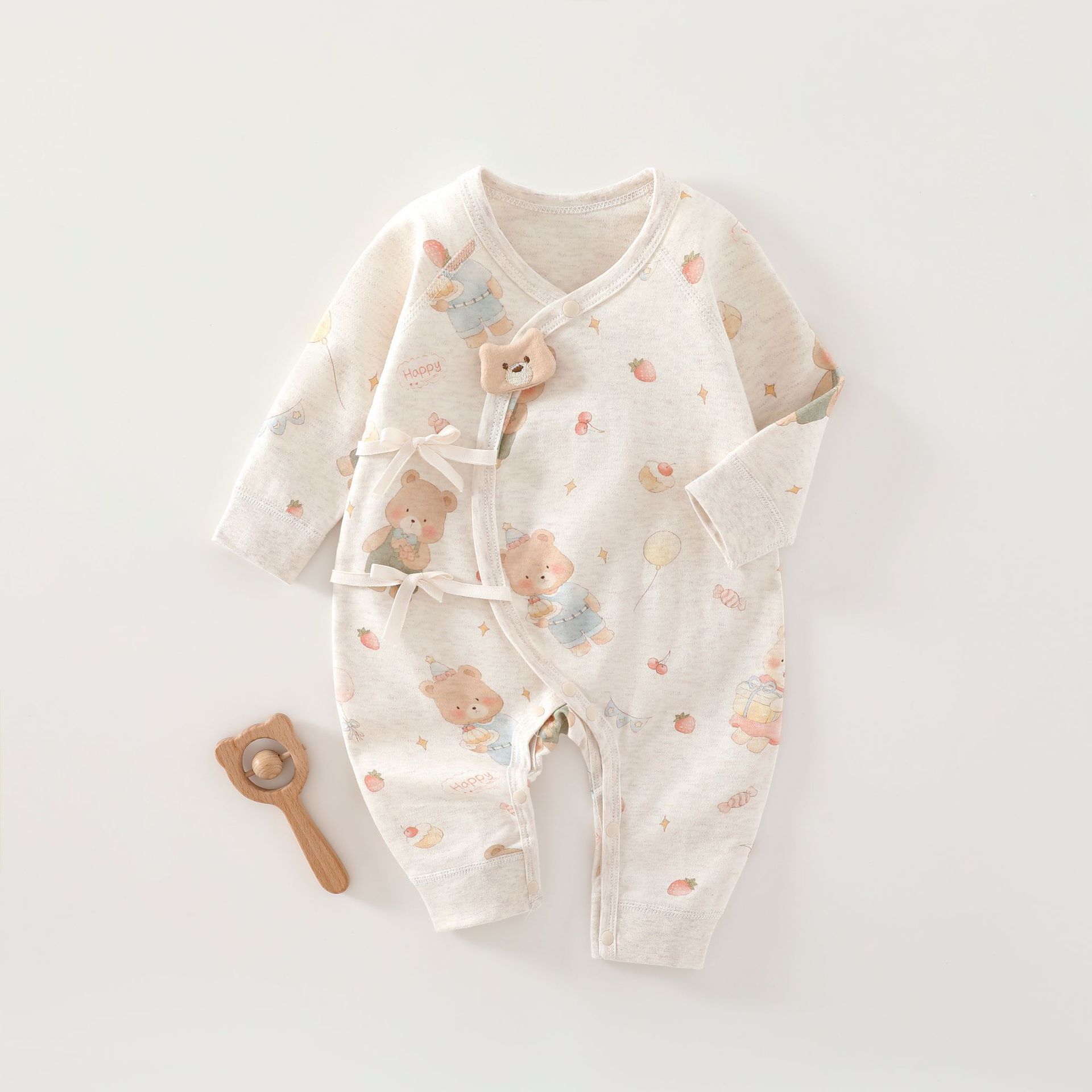 Baby Clothes for All Seasons, Pure Cotton Jumpsuit, Baby Boneless Robe, Newborn Long-Sleeved Crawler Suit, Category A, Spring & Fall Newborn