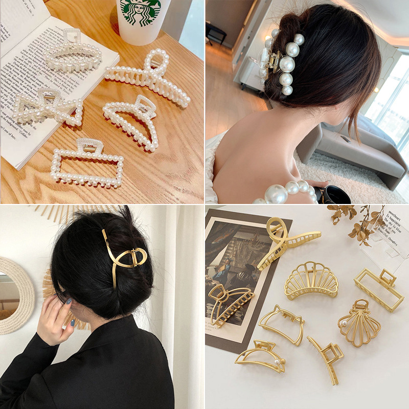 Internet celebridad clip de metal grande clip de tiburón japonés y coreano elegante temperamento espalda Cabeza pelo agarre de alto grado horquilla tocado