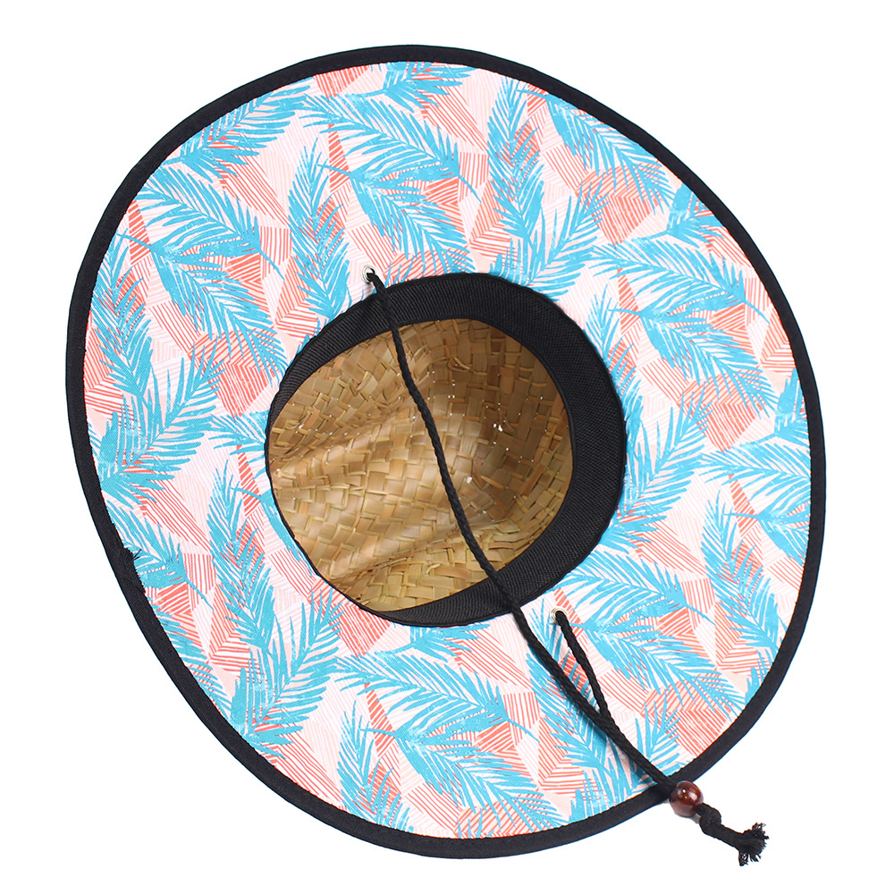 Sombrero de paja para hombre estilo playa, diseño salvavidas, moda verano 2024