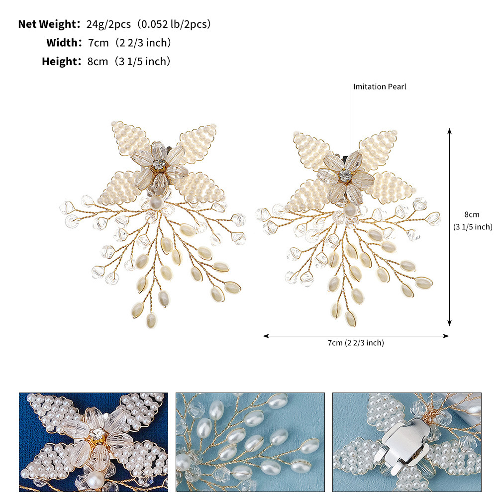 European And American Bridal Jewelry Removable Crystal Pearl Shoe Buckle DIYHigh-heeled Shoes Accessories Hand-beaded Bridal Shoe Flowers