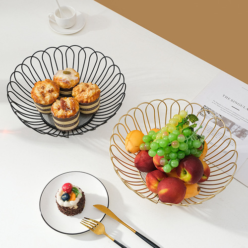 European-style light luxury fruit plate wholesale creative decoration household candy snack plate living room iron fruit basket high-leg