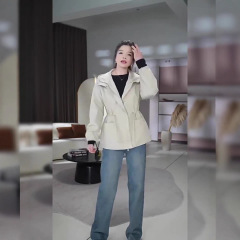 休闲春秋季外套女2025时尚简约宽松春装连帽韩版中长款抽绳防风衣