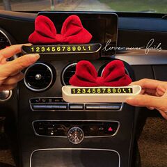 汽車臨時停車號碼牌女創意蝴蝶結挪車電話牌車載手機號碼牌高級感