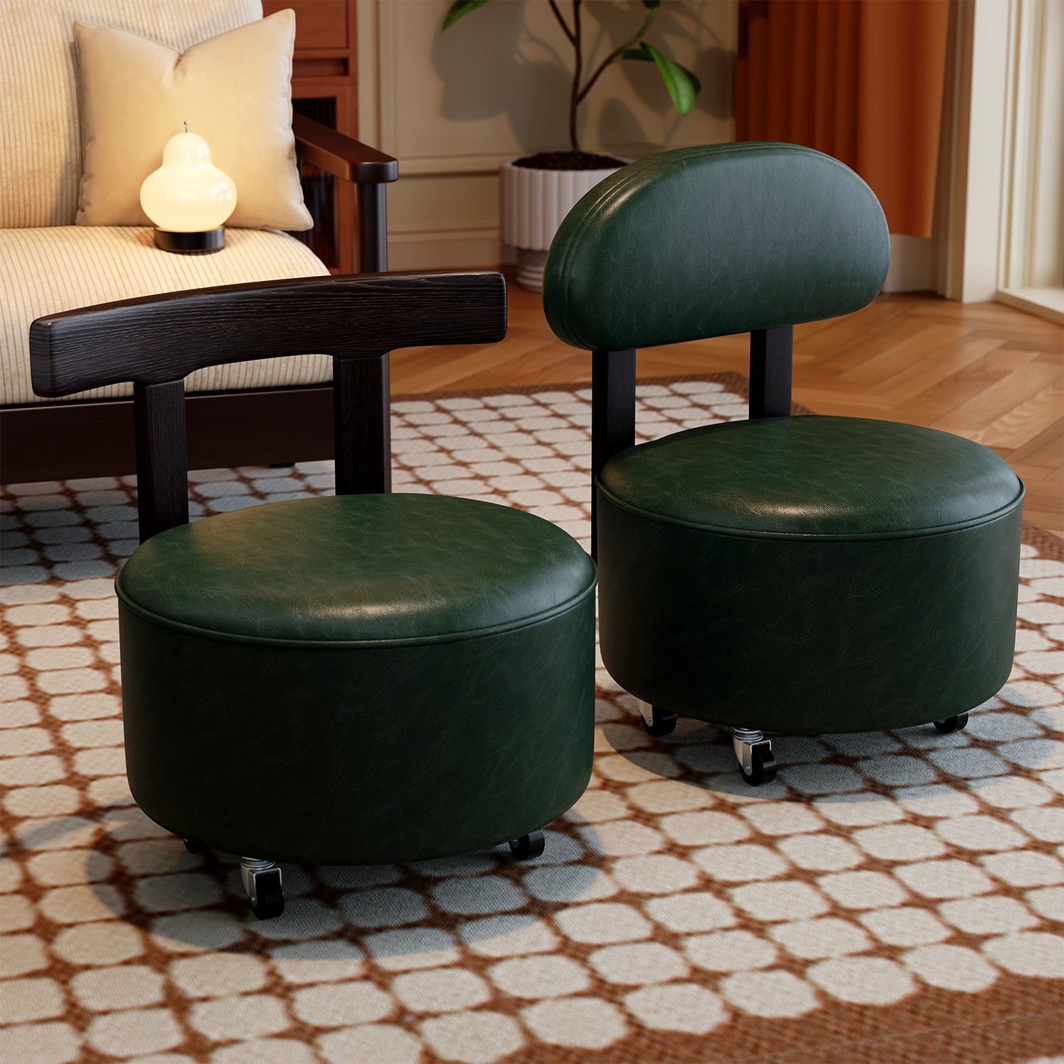 silla pequeña respaldo casero taburete de madera sólida movible taburete bajo rueda universal sala de estar taburete pequeño banco de cambio de zapatos para niños