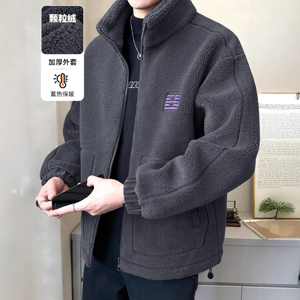 羊羔毛外套男士秋冬季2025新款摇粒绒加厚羽绒棉服男冬装皮毛一体