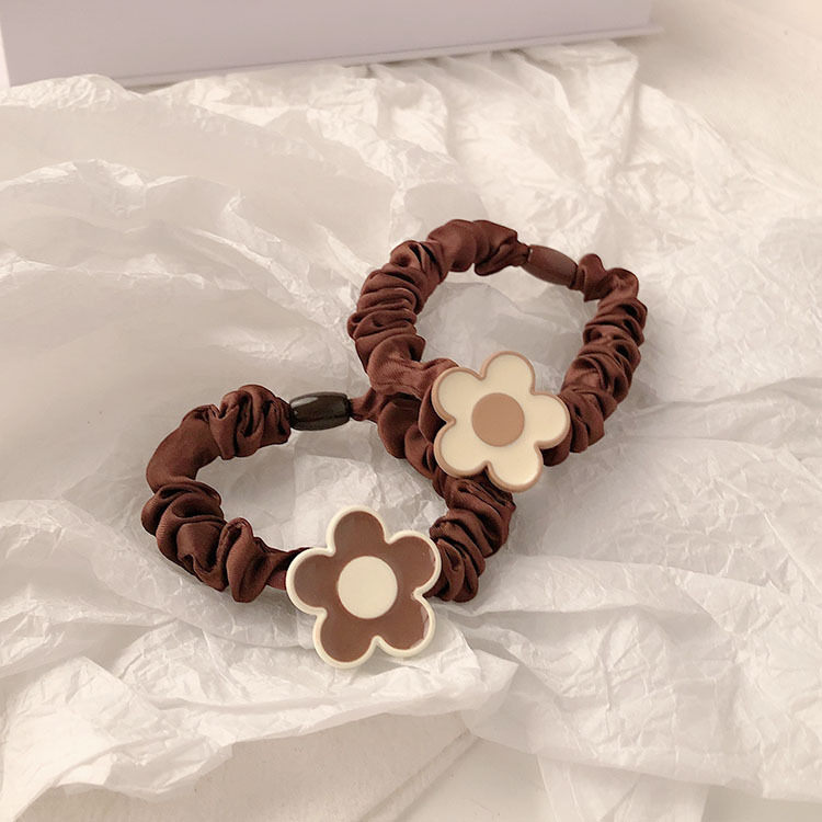 Temperamento simple flor pequeña cuerda de cabello cuerda de cabeza de cabello de la chica de cabello cola de caballo intestino delgado anillo de cabello japonés no estrangulación adornamiento para el cabello