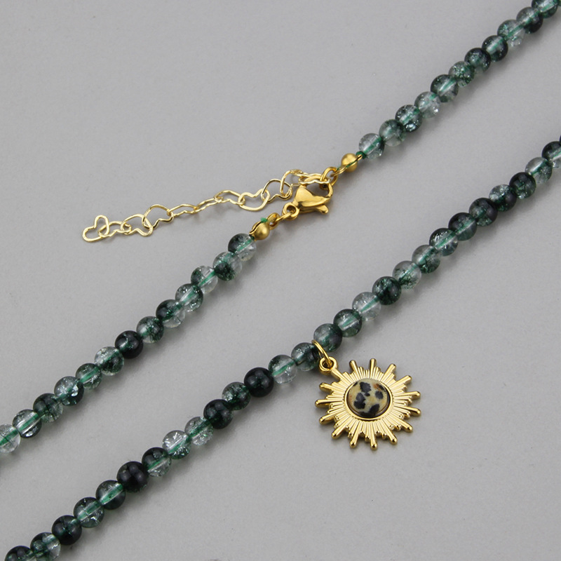 natural stone sun flower pendant translucent natural stone beaded necklace jewelry NHBP578522picture2