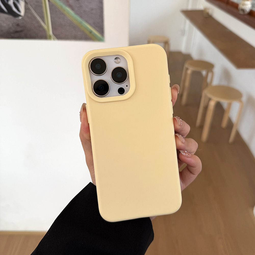 Funda protectora de silicona anticaídas para iPhone 15 Pro, 13 y 17, de color puro y tacto piel, estilo simple, todo incluido.