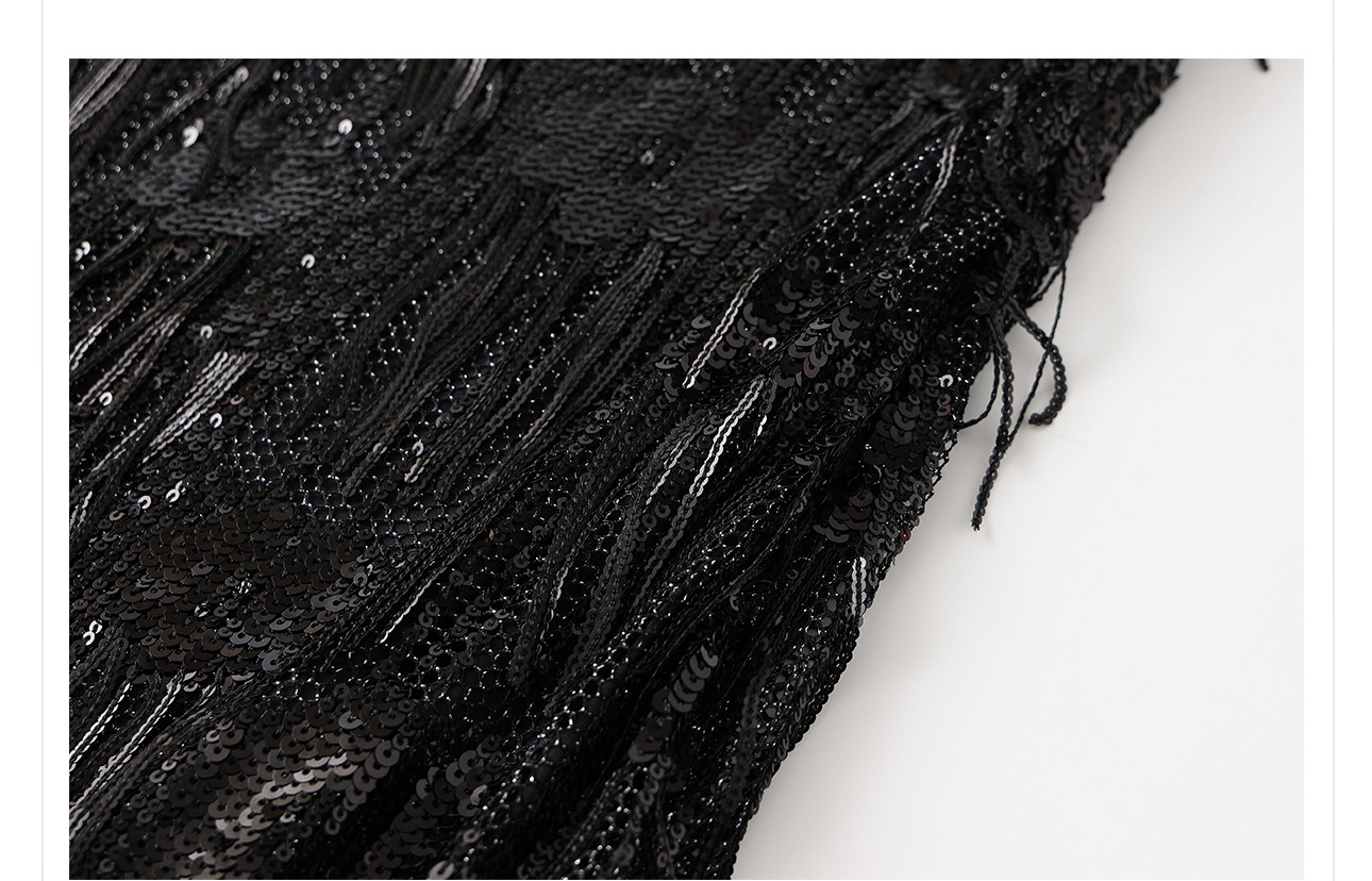 Đầm maxi nữ thắt eo phong cách Trung Hoa cổ điển đính cườm lưới thêu tua rua ZX N7012 — Đen Obsidian, Gạo hạnh nhân chi tiết 41