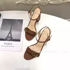 G's 2024 New Summer Versatile Block Heel Sandals One Strap High Heel Open Toe Women's Size Inclusive