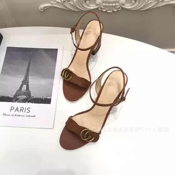 G's 2024 New Summer Versatile Block Heel Sandals One Strap High Heel Open Toe Women's Size Inclusive