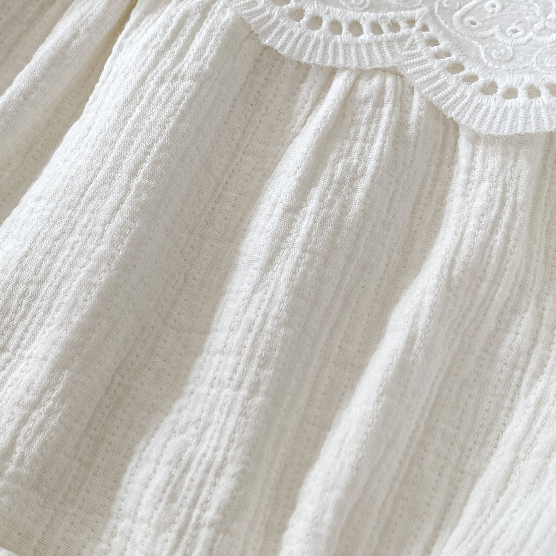 Baby and toddler autumn 2024 cotton bubble long sleeved khaki women's baby solid color ladylike bag fart triangle_voghion.com