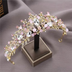 New wedding birthday tiara round crown headband crown inlaid with rhinestone string crystal bride handmade crown accessories wholesale