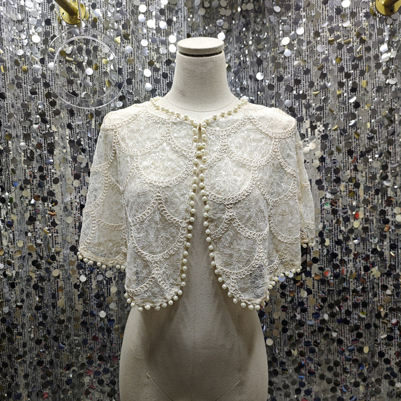 Heavy Industry Summer Elegant Annual Meeting Wedding Shawl Cardigan Chinese Style Lace Thin Cheongsam Poncho Shawl Jacket
