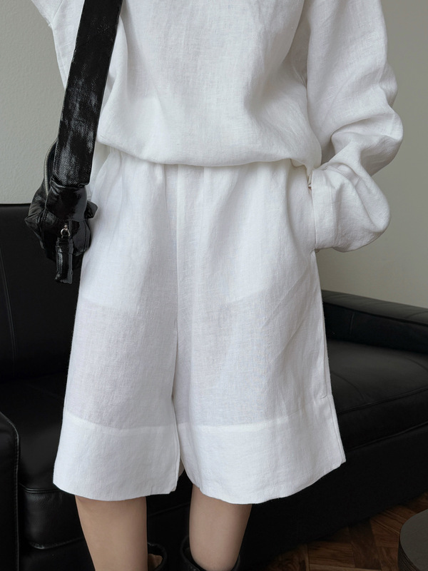 Xuman Summer New Paris Old Money Style Design H-Shaped Linen Casual Pants Comfortable Breathable Casual Shorts for Women