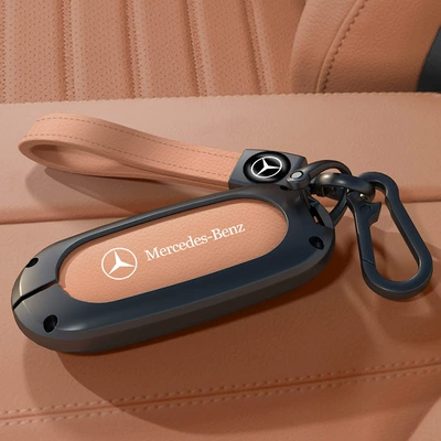Cover New C260L Male | Car key bag - c-style-gun-color-ocher-brown-key-cover-original-color-leather-cord