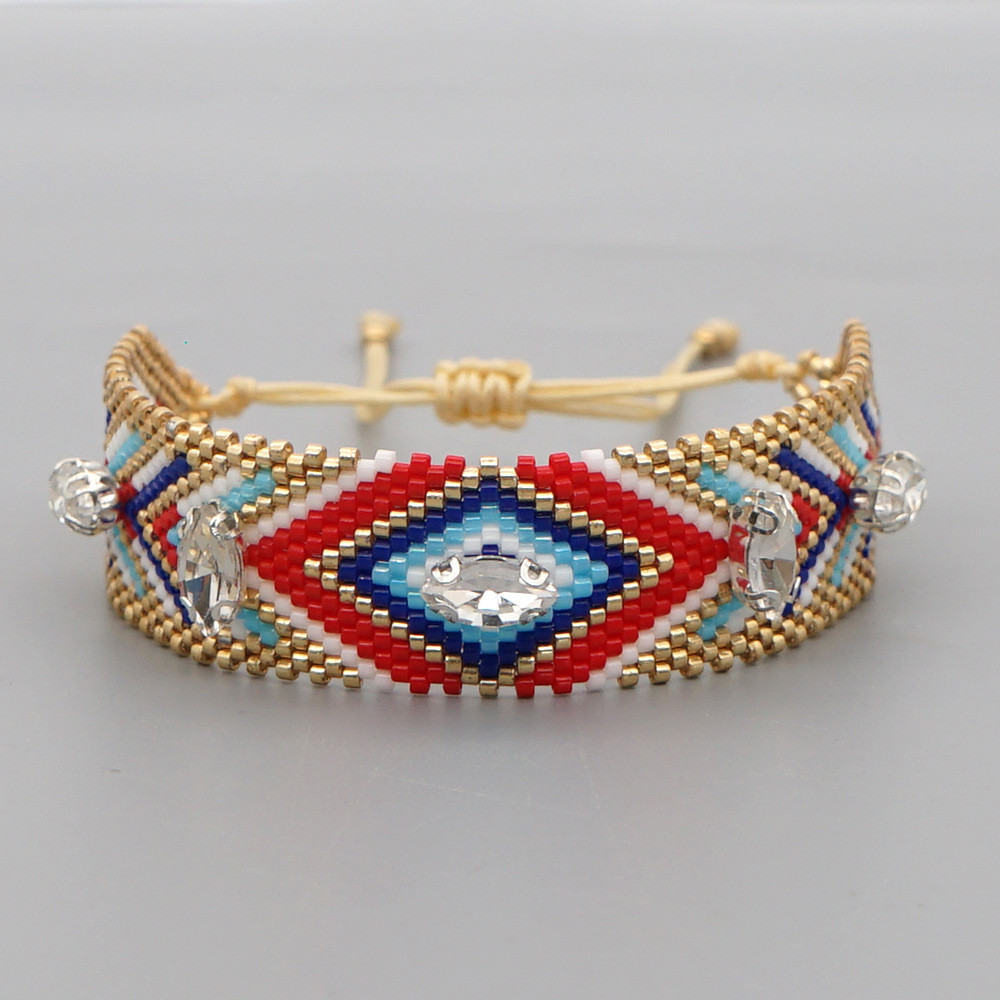 Pulsera Con Cuentas De Circonitas Y Diamantes De Geometría Étnica display picture 2