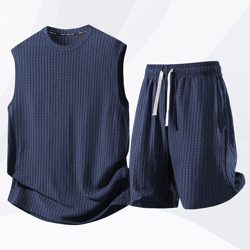 Cross-Border Men's Clothing Set Summer Casual Vest European Size Loose Sleeveless T-Shirt Men's Sports Vest Shorts Set Cross-Border Men's Clothing Set Summer Casual Vest European Size Loose Sleeveless T-Shirt Men's Sports Vest Shorts Set