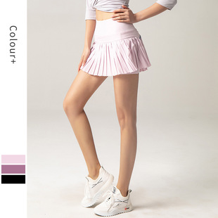 Summer Yoga Skirt for Women Running Breathable Quick-Drying Pleated Culottes Fitness Anti-Exposure Sports Tennis Skirt