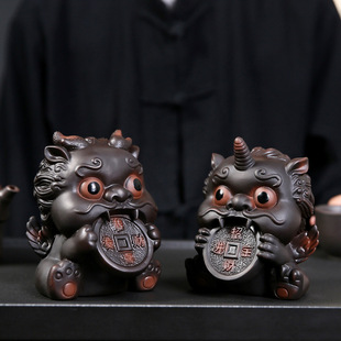 Handmade Purple Pottery and Purple Sand Twelve Zodiac Dragon Tea Pet Can Be Raised with Zhu Mud Home Room Pixiu Golden Toad Crab Ceramic Ornaments