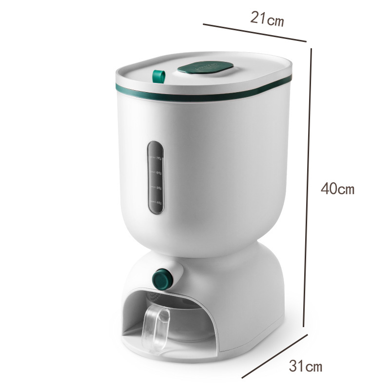 Cubo de arroz de medición de tipo push caja de arroz de cocina Cubo de almacenamiento de grano sellado caja de almacenamiento de arroz doméstica Cubo de arroz de plástico a prueba de insectos a prueba de humedad
