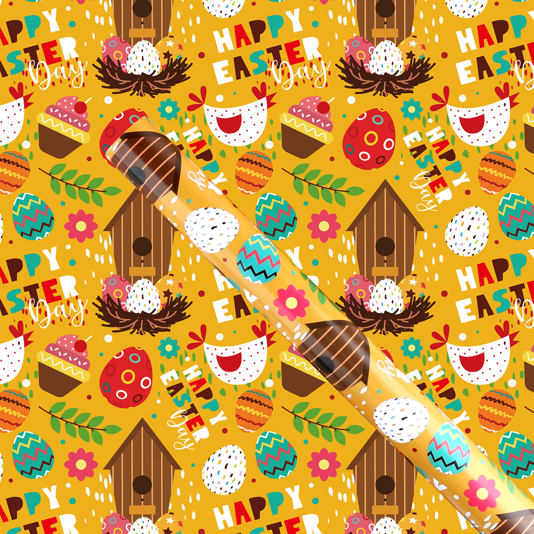 Papel de regalo de Pascua con diseño de conejo de dibujos animados para envoltura de regalos de productos nuevos transfronterizos de Amazon, fabricante mayorista de embalaje de regalos para bricolaje.