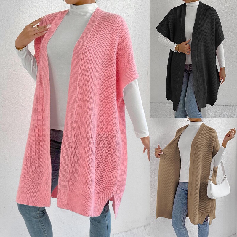 Women's Cardigan Cross-Border European and American Clothing Casual Fashion Woven Jacket Loose Autumn and Winter Sweater Vest M508