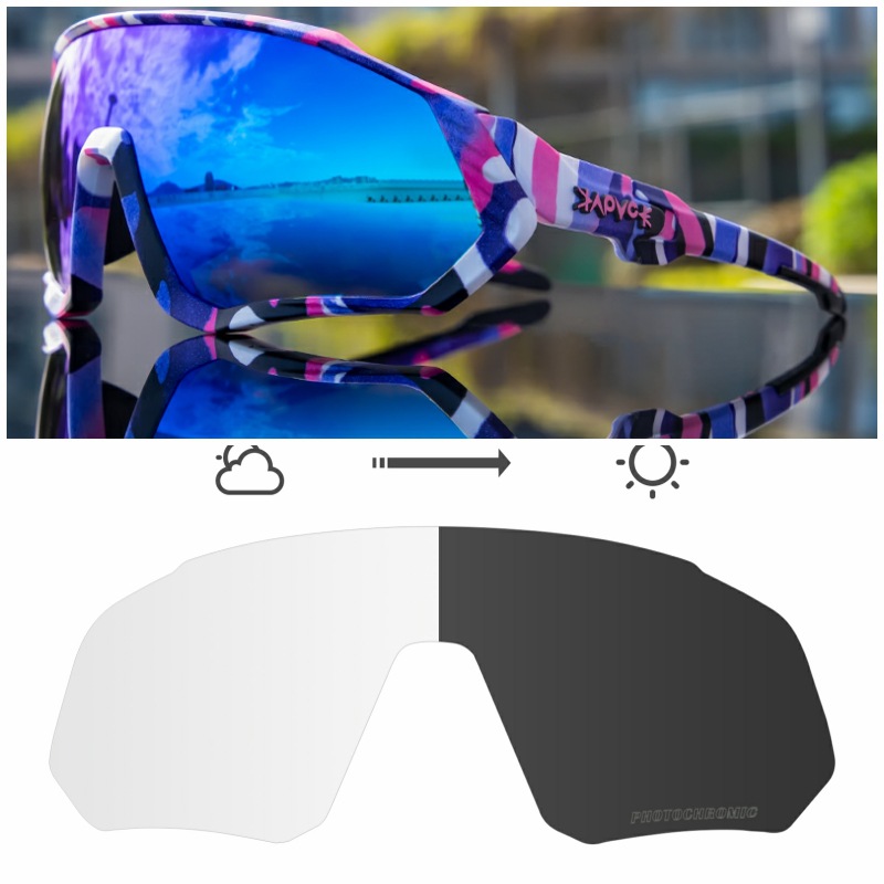 Gafas Fotocromáticas de Ciclismo Set de 2 Lentes TR90 Fotocromático, Protección UV para Ciclismo