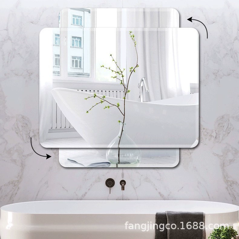 Простые безрамные зеркала для ванной квадратные настенные наклейки на стену без перфорации зеркала
