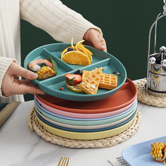 分格減脂餐盤一人食家用早餐餐具兒童防摔北歐定量盤子三格分餐盤