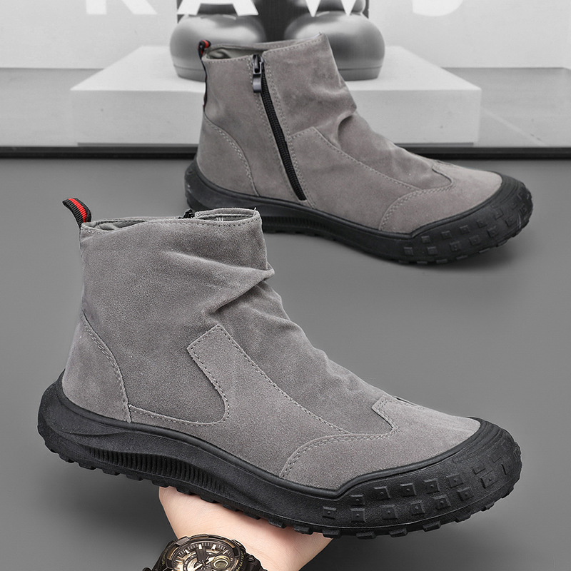 2025 Autumn New Casual Daily Versatile Warm Ankle Boots Hiking Running Lightweight Men's Shoes_voghion.com