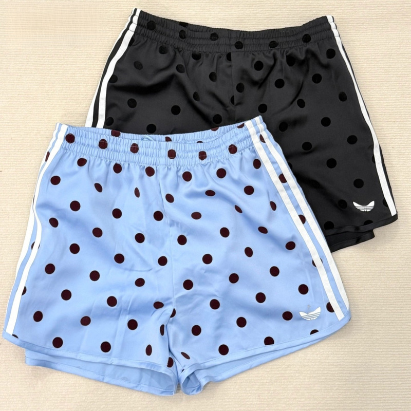 Three-Stripe Polka Dot Sports Shorts for Women, Elastic Drawstring, High-Waisted, Slimming, Flower Bud Shorts, Summer Age-Reducing Hot Girl Shorts