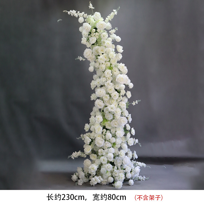 婚庆牛角门白绿仿真花艺跨境拱门排花婚礼装饰花排订婚宴橱窗绢花|undefined