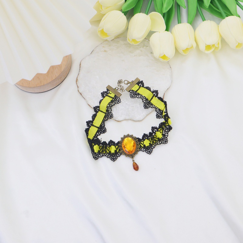 Cross-border para diseño misterioso collar de encaje de cristal de dama collar de diamante joyas de cadena de clavículas