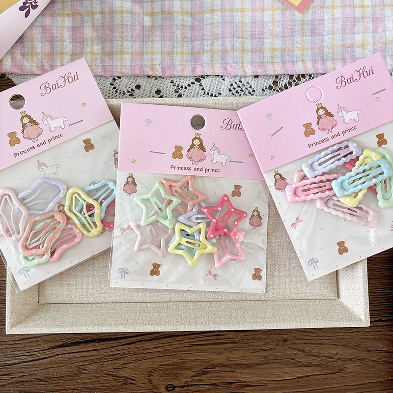 甘いキャンディーカラーのオイルドリップ子供用多用途スターヘアピン前髪ヘアピンかわいい女の子bbクリップ8個入り|undefined