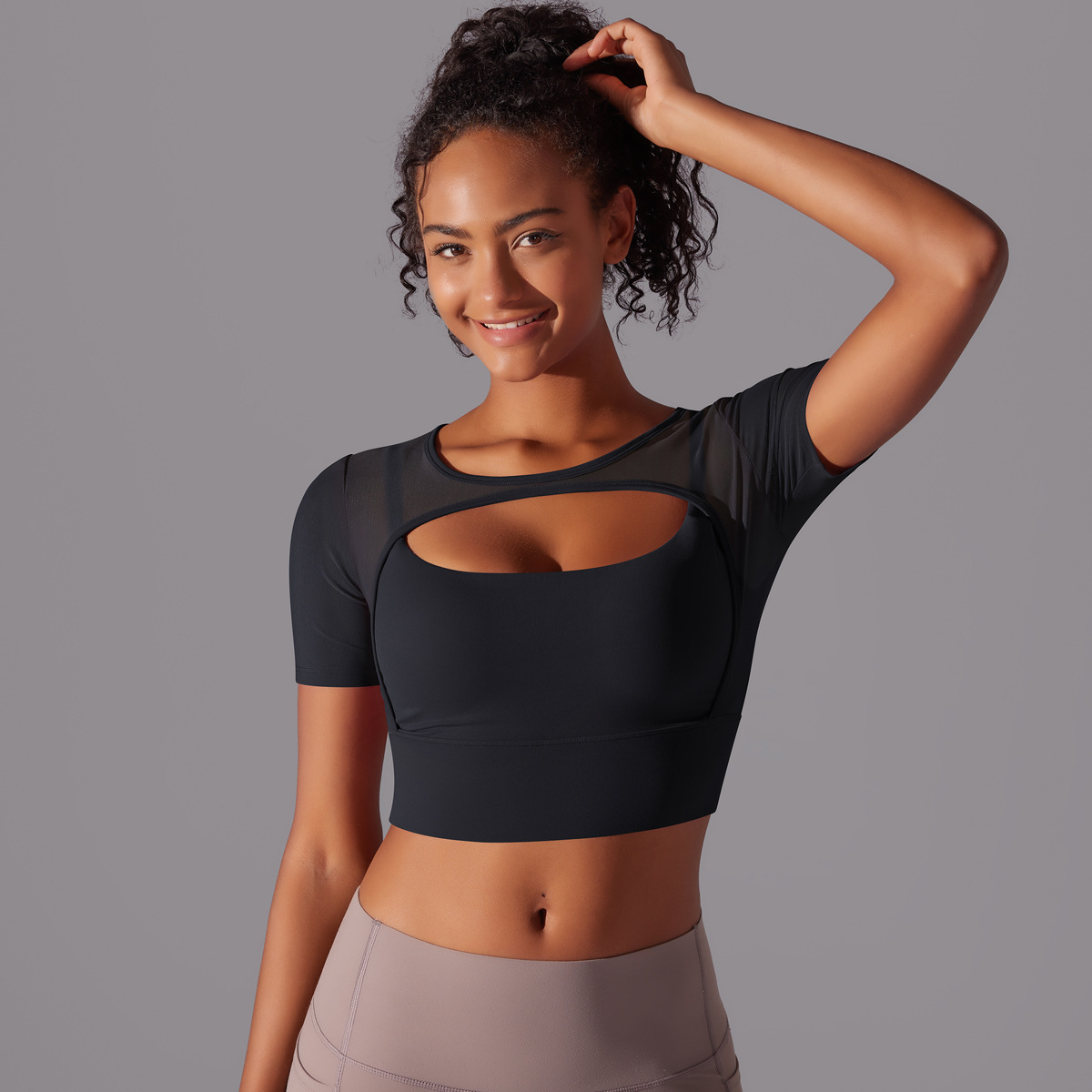 182g Weight Short Sleeve Sleeve Length Pullovers Placket Type Nylon, Spandex Fabric Type Short Top Length T-shirt Tops Type Yoga, Sports Occasion Round Neck Neckline Solid Color Pattern Women Gender Hollow Out Craft Fitness Sport Style Solid Color Nylon Spandex Round Neck Hollow Out Active Tops T-shirt 30
