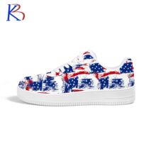 跨境男女通用美国独立日爱国国旗图案运动鞋休闲板鞋空军一号新款