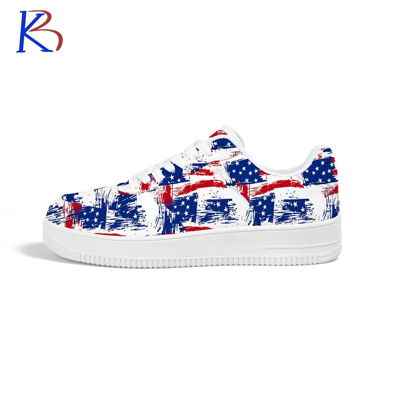 Cross-Border Unisex American Independence Day Patriotic Flag Pattern Sneakers Casual Sneakers Air Force One New Model Cross-Border Unisex American Independence Day Patriotic Flag Pattern Sneakers Casual Sneakers Air Force One New Model