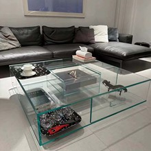 新款玻璃钢茶几网红客厅移动钢化玻璃茶桌创意意式极简异形桌子